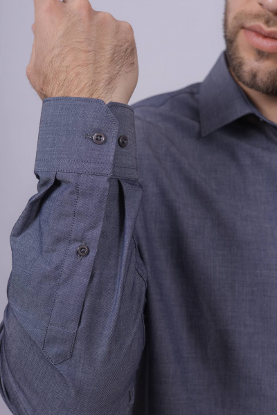 Гладкая рубашка с одним карманом и классическим воротником Nadex 01-088912/201-24 темно-серый - фото 6