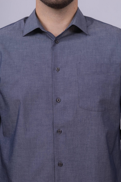 Гладкая рубашка с одним карманом и классическим воротником Nadex 01-088912/201-24 темно-серый - фото 5