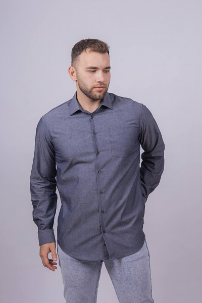 Гладкая рубашка с одним карманом и классическим воротником Nadex 01-088912/201-24 темно-серый - фото 4