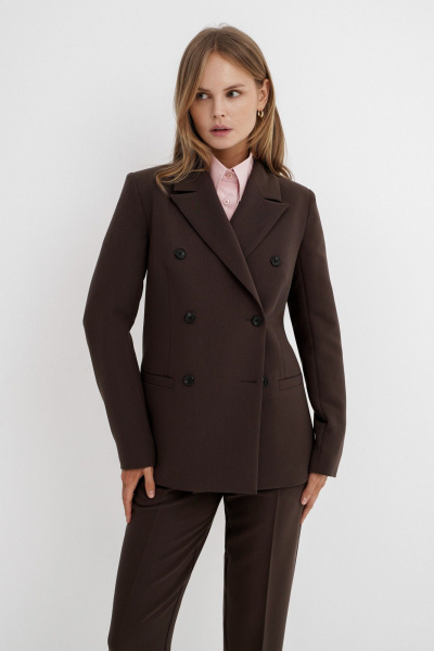 Костюм-тройка с жакетом, жилетом и брюками из текстиля PiRS 5738 коричневый - фото 5