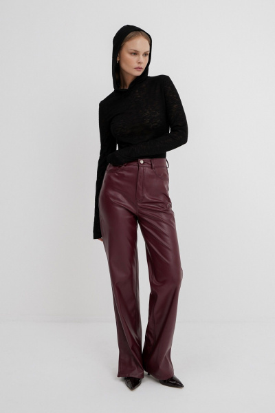 Демисезонный трикотажный лонгслив с капюшоном и длинными рукавами PiRS 5745 черный - фото 3