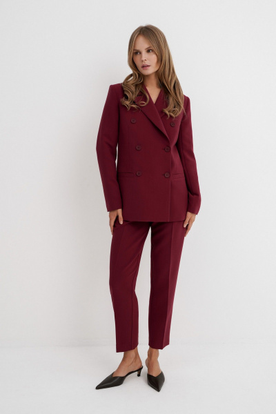 Тройка из текстильного жакета, жилета и брюк для делового образа PiRS 5748 марсала - фото 5