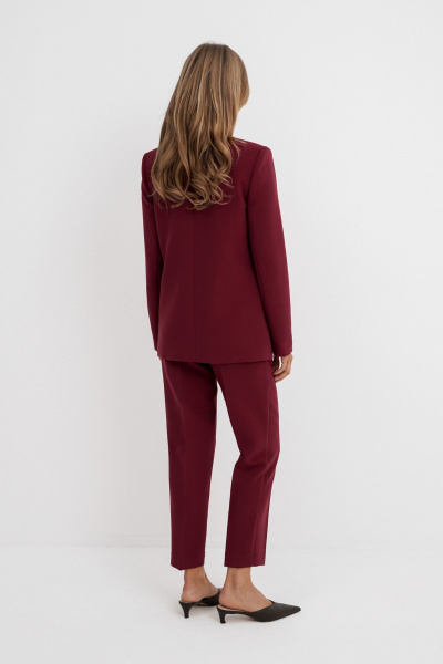 Классический двубортный текстильный жакет на подкладке PiRS 5749 марсала - фото 6