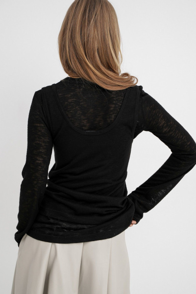 Лонгслив из трикотажа с майкой для повседневного образа PiRS 5766 черный - фото 8