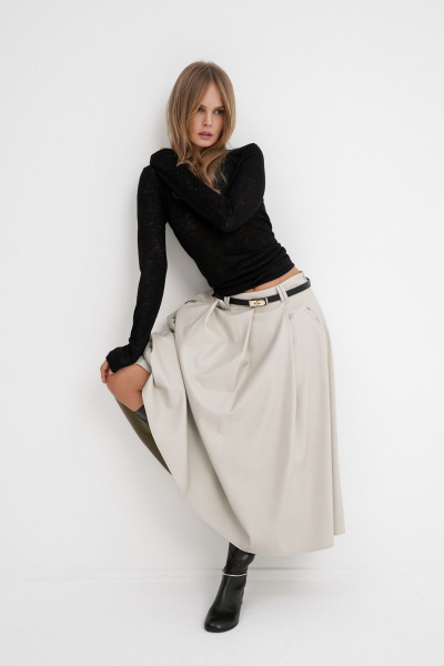 Лонгслив из трикотажа с майкой для повседневного образа PiRS 5766 черный - фото 3