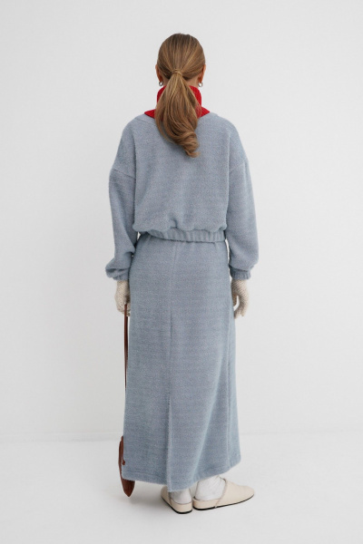 Демисезонный костюм двоий из трикотажа: бомбер и юбка PiRS 5772 голубой - фото 9