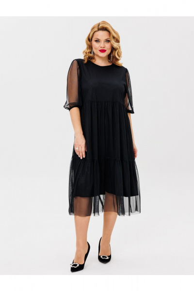 Черное платье из сетки с воланами и блестками BRELA 212480.5 черный - фото 1