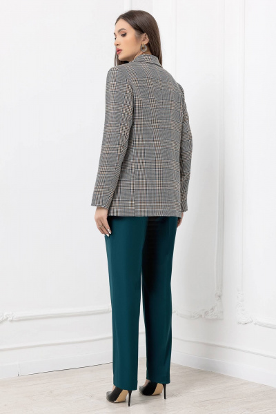 Мультиколор пиджак полуприлегающего силуэта из текстиля Gold Style 2616 изумрудный - фото 7