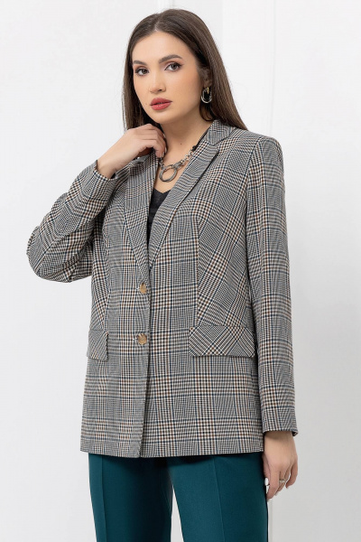 Мультиколор пиджак полуприлегающего силуэта из текстиля Gold Style 2616 изумрудный - фото 6