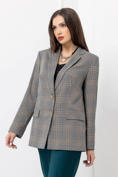 Мультиколор пиджак полуприлегающего силуэта из текстиля Gold Style 2616 изумрудный - фото 5