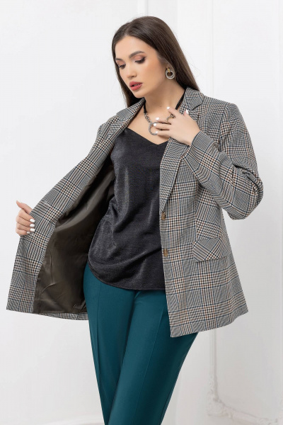 Мультиколор пиджак полуприлегающего силуэта из текстиля Gold Style 2616 изумрудный - фото 3