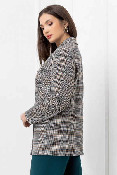 Мультиколор пиджак полуприлегающего силуэта из текстиля Gold Style 2616 изумрудный - фото 2