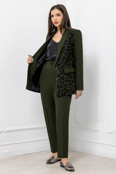 Пиджак прямого силуэта с отрезными бочками и легким приталиванием Gold Style 2675 хаки - фото 5