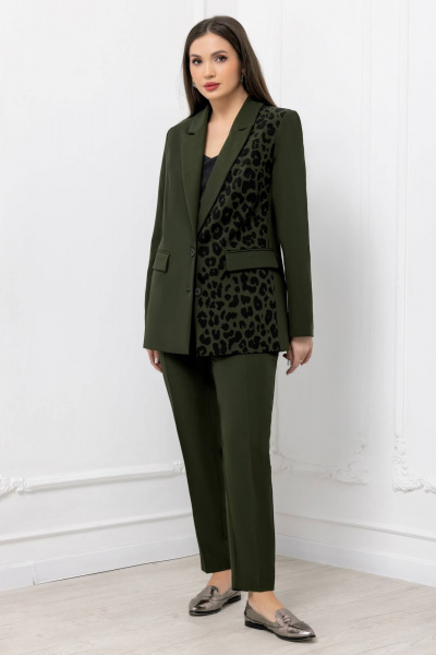 Пиджак прямого силуэта с отрезными бочками и легким приталиванием Gold Style 2675 хаки - фото 4