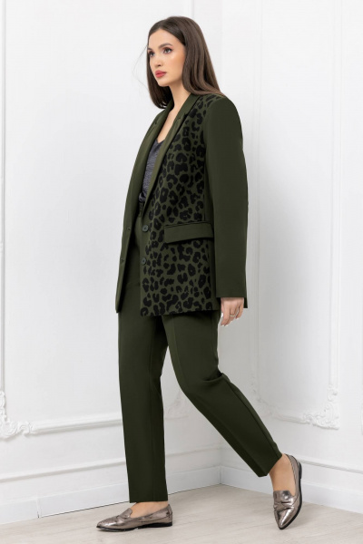 Пиджак прямого силуэта с отрезными бочками и легким приталиванием Gold Style 2675 хаки - фото 3