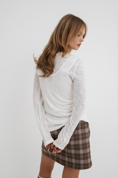 Демисезонный трикотажный лонгслив с майкой PiRS 5766 молочный - фото 5