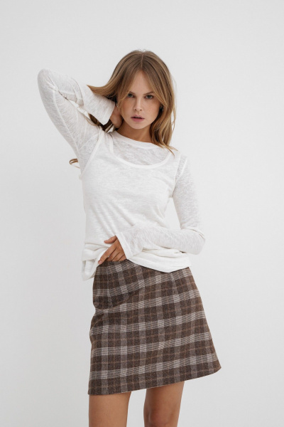 Демисезонный трикотажный лонгслив с майкой PiRS 5766 молочный - фото 3