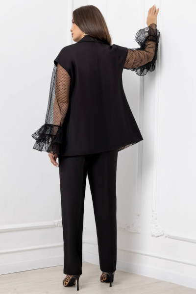 Брючный костюм с жилетом и леопардовой подкладкой Gold Style 2678 черный - фото 6
