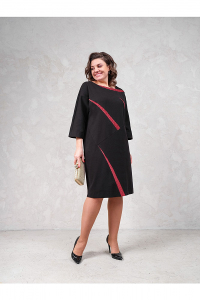 Нарядное платье с блестящими вставками и асимметричным рукавом Avanti 1676-1 - фото 1