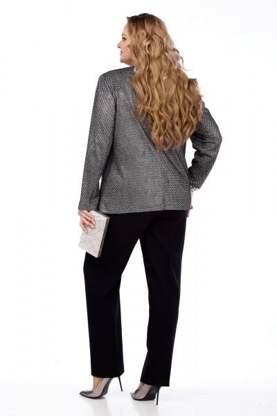 Элегантный трехпредметный костюм из вискозы с объемным цветком ручной работы Элль-стиль 2342 черный - фото 8