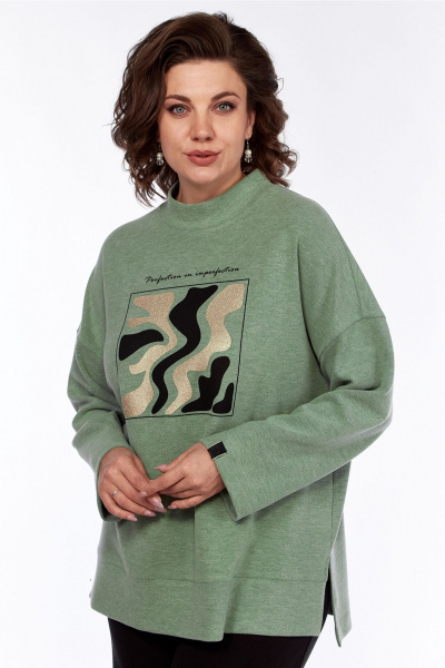 Джемпер с воротником стойка и дизайнерской печатью Jurimex 3252 - фото 1