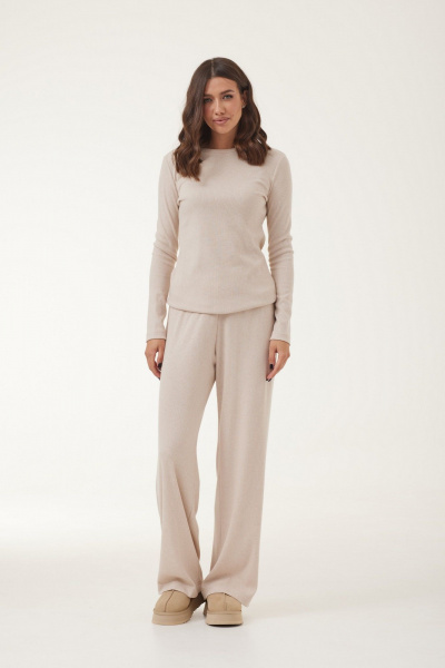 Двухпредметный комплект из трикотажа джемпер и брюки T.N.D М436 бежевый - фото 3
