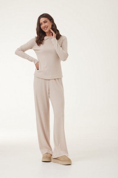 Двухпредметный комплект из трикотажа джемпер и брюки T.N.D М436 бежевый - фото 2