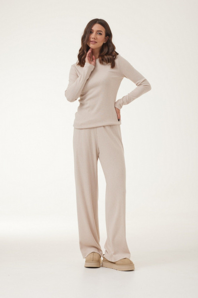 Двухпредметный комплект из трикотажа джемпер и брюки T.N.D М436 бежевый - фото 1