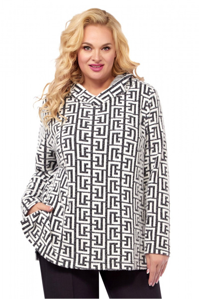 Джемпер свободного кроя с капюшоном из трикотажа LaKona 11651 черно-белый - фото 1