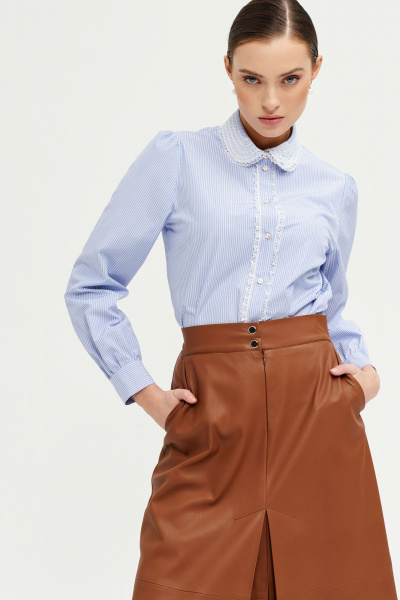 Блузка из хлопка с кружевной отделкой для ежедневного ношения Noche mio 6.058 ROSSA - фото 1