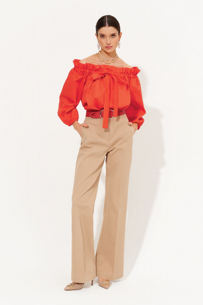 Красная блузка из текстиля для праздничных и ежедневных случаев Noche mio 6.967 RUFI - фото 1