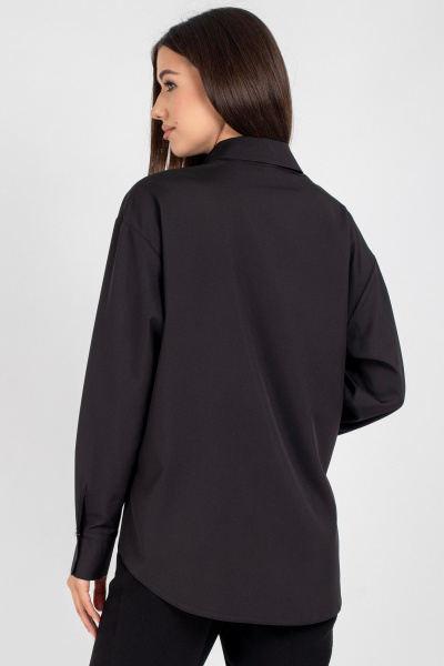 Черная oversize блузка с цветками и застежкой VIZAVI 810 черный - фото 5