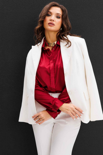 Жакет полуприлегающего силуэта на подкладке с карманами Mislana 1048ж белый - фото 6