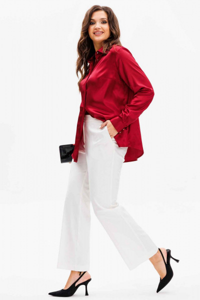 Брюки зауженные к колену с расклешением и поясом Mislana 1048бр белый - фото 1