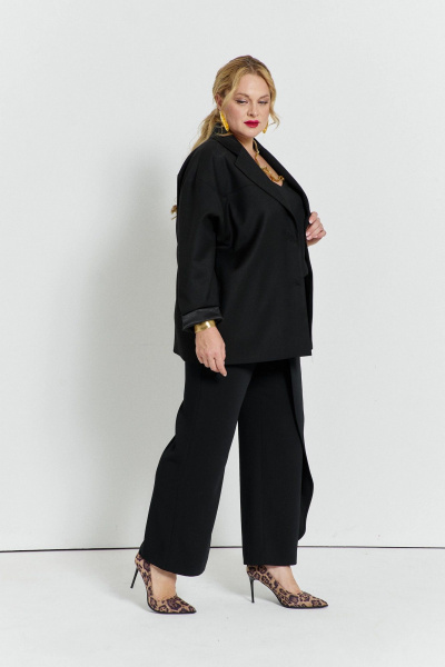 Черный жакет и брюки из вискозы с классическим кроем TEZA 5724 черный - фото 9
