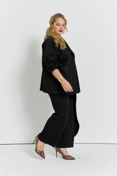 Черный жакет и брюки из вискозы с классическим кроем TEZA 5724 черный - фото 8
