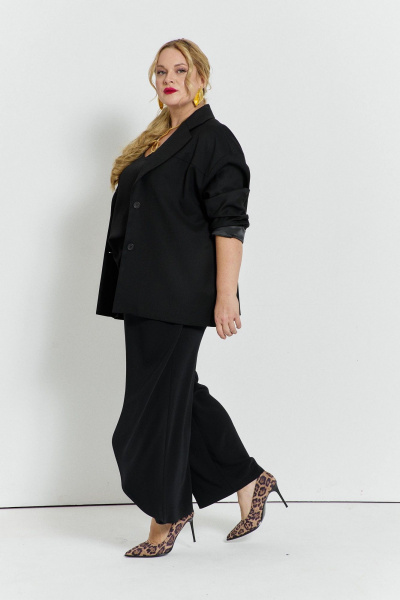 Черный жакет и брюки из вискозы с классическим кроем TEZA 5724 черный - фото 7