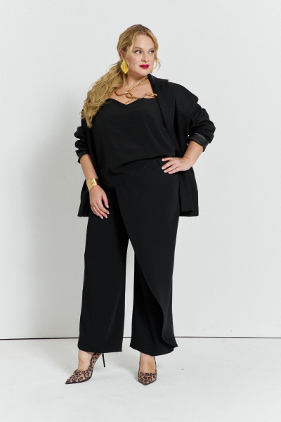 Черный жакет и брюки из вискозы с классическим кроем TEZA 5724 черный - фото 6