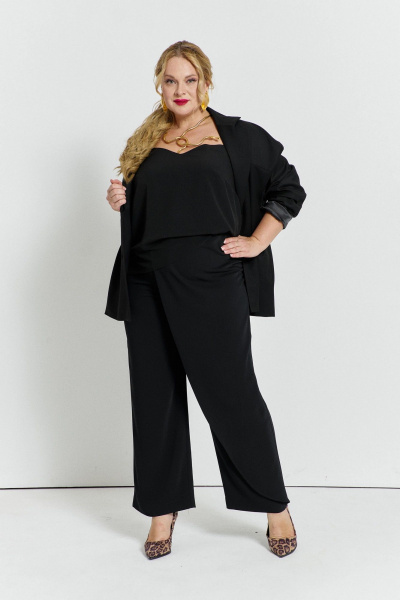Черный жакет и брюки из вискозы с классическим кроем TEZA 5724 черный - фото 5