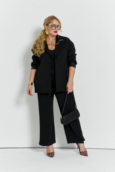 Черный жакет и брюки из вискозы с классическим кроем TEZA 5724 черный - фото 2