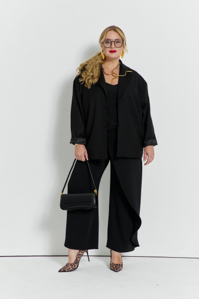Черный жакет и брюки из вискозы с классическим кроем TEZA 5724 черный - фото 1