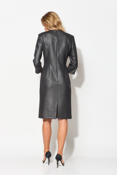 Платье приталенного силуэта с серебристым напылением и подрезами Laikony L-552 - фото 4