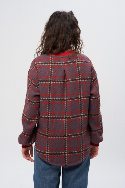 Джемпер из трикотажа в клетку с съемной брошью и свободным кроем HIT 2014/1 графит,бордо - фото 10