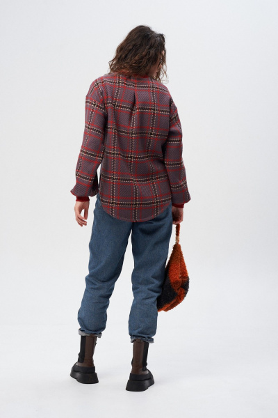 Джемпер из трикотажа в клетку с съемной брошью и свободным кроем HIT 2014/1 графит,бордо - фото 9