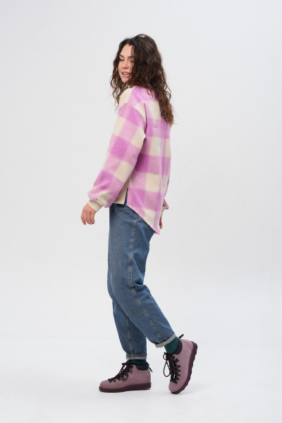 Джемпер и юбка из трикотажа и экокожи с вышивкой и карманами HIT 2014/1 бежевый - фото 6