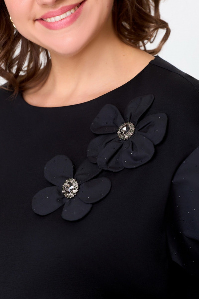 Блуза из трикотажа на каждый день, длиной 63 см DaLi 4608 черный - фото 3