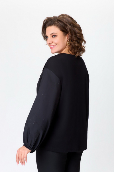 Блуза из трикотажа на каждый день, длиной 63 см DaLi 4608 черный - фото 5