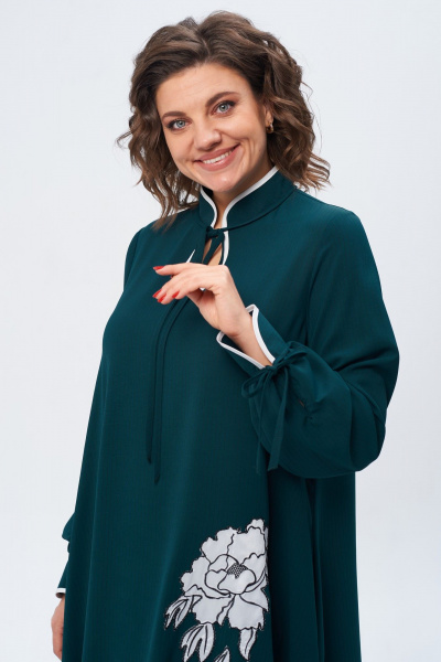 Платье свободное макси из легкого текстаиля Michel chic 2170 изумрудный - фото 7