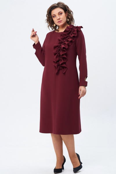 Платье с рюшей и оборками из костюмной ткани Angelina & Сompany 1193 - фото 7
