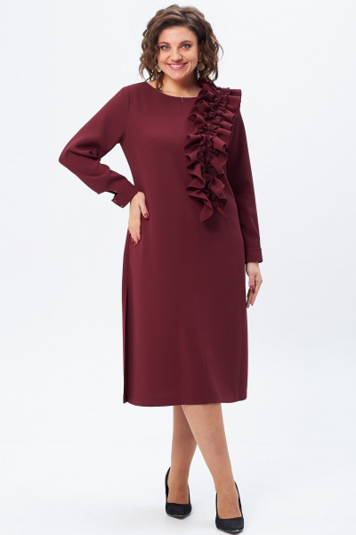 Платье с рюшей и оборками из костюмной ткани Angelina & Сompany 1193 - фото 1